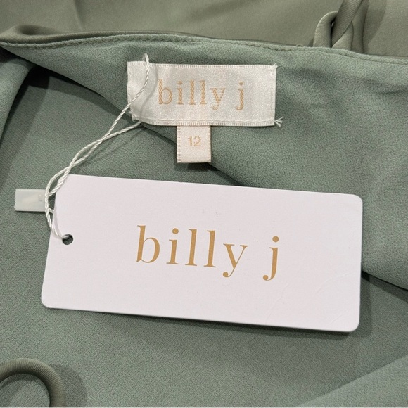 Billy J Chiara Maxi Dress Satin Halter Lace Up Open Back Green Size 8 Bridesmaid - Picture 9 of 14